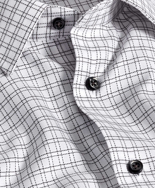 TBSP11809115 | White & Black Dobby Check Dress Shirt