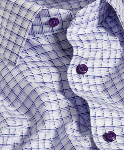 TBSP11810133 | White & Lilac Dobby Check Dress Shirt