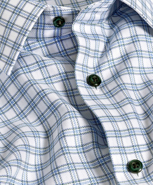 TBSP11811448 | Blue & Green Herringbone Check Dress Shirt