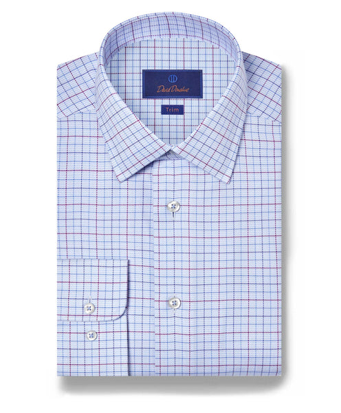 TBSP11812436 | Sky & Merlot Twill Check Dress Shirt