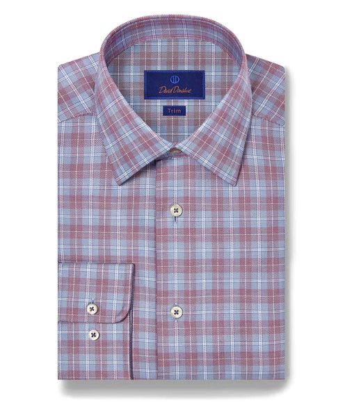 TBSP11813457 | Blue & Merlot Dobby Check Dress Shirt