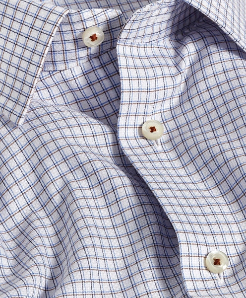 TBSP11819102 | White & Chocolate Dobby Check Dress Shirt