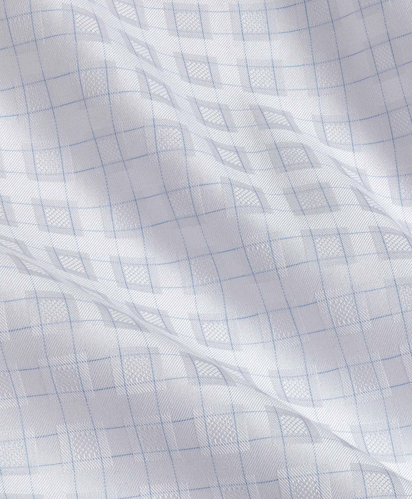TBSP11851136 | White & Sky Dobby Check Dress Shirt