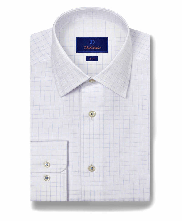 TBSP11851136 | White & Sky Dobby Check Dress Shirt