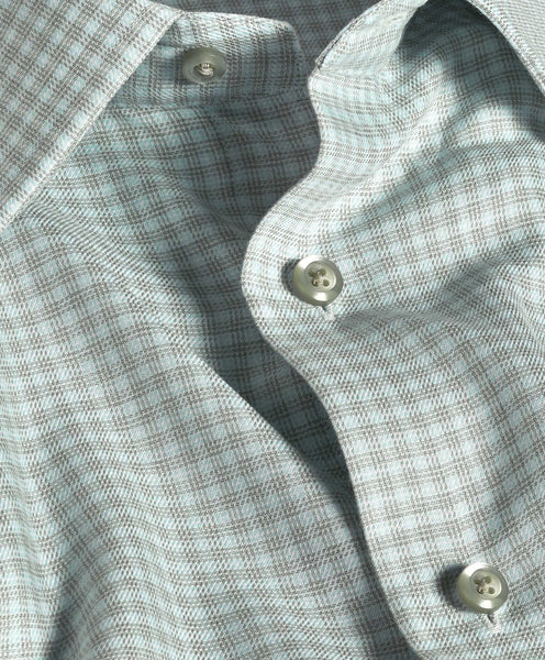 TBSP11866335 | Sage Check Cashmere Blend Dress Shirt