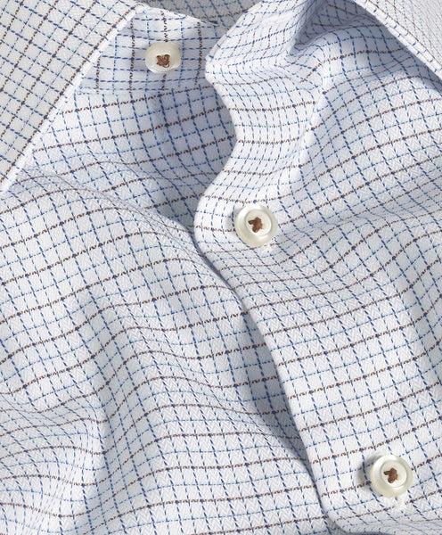 TBSP11867102 | White & Chocolate Herringbone Check Dress Shirt