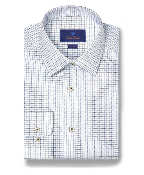 TBSP11867102 | White & Chocolate Herringbone Check Dress Shirt