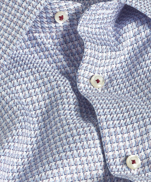 TBSP11870457 | Blue & Merlot Jaspe Check Dress Shirt