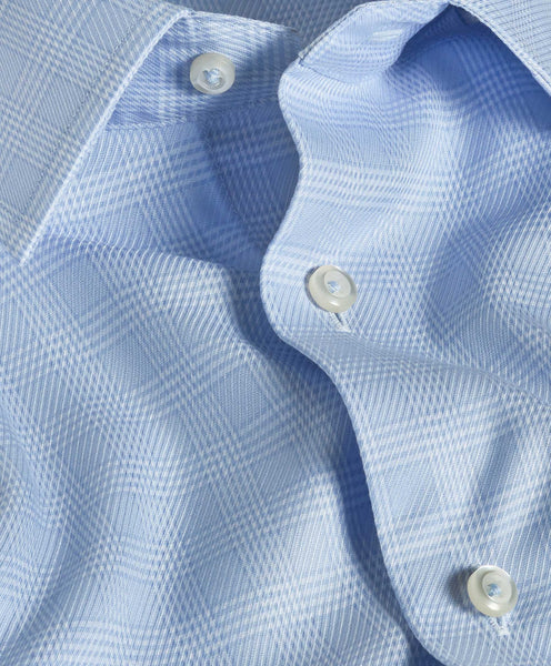 TBSP11872454 | White & Blue Windowpane Check Dress Shirt