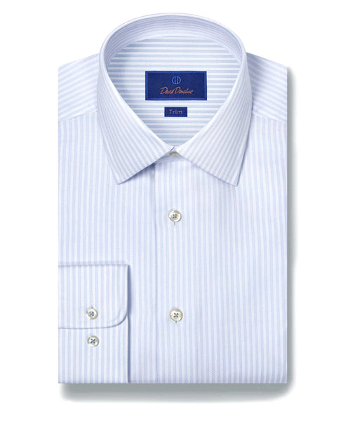 TBSP11950136 | White & Sky Herringbone Stripe Dress Shirt