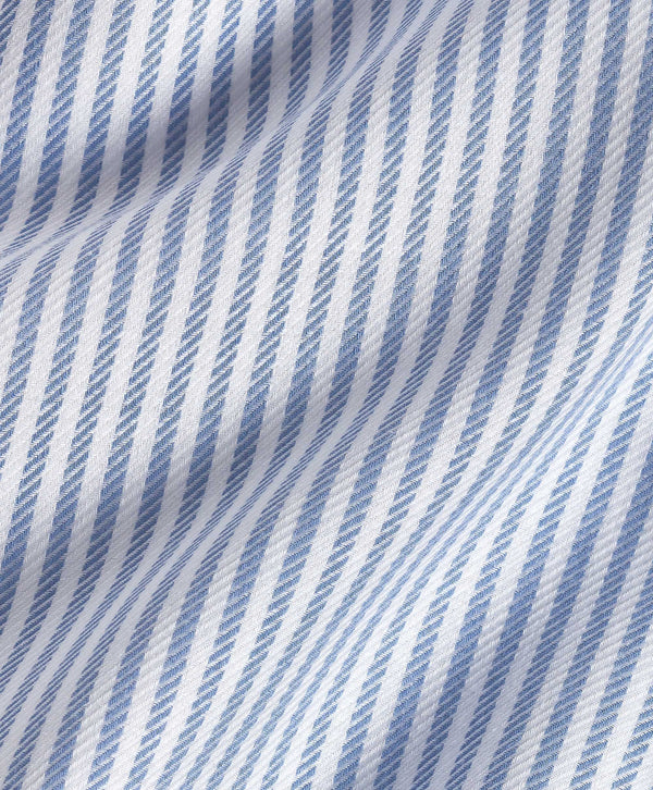 TBSP11954135 | White & Blue Stripe Cashmere Blend Dress Shirt