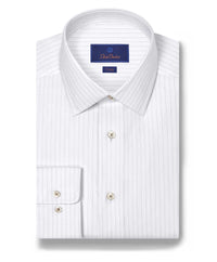 TBSP11955101 | White & Charcoal Dobby Stripe Dress Shirt