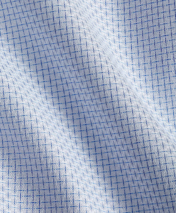 TBSP12009135 | White & Blue Dobby Micro Grid Dress Shirt
