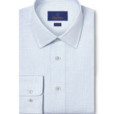 TBSP12009135 | White & Blue Dobby Micro Grid Dress Shirt