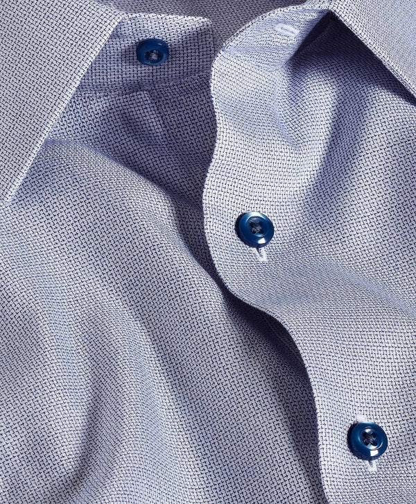 TBSP12012407 | Navy & White Micro Herringbone Silk Blend Dress Shirt