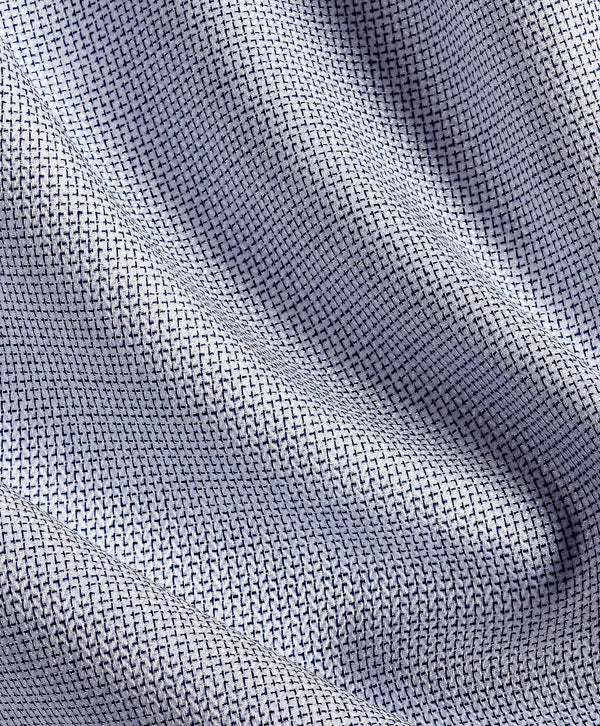 TBSP12012407 | Navy & White Micro Herringbone Silk Blend Dress Shirt