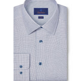 TBSP12012407 | Navy & White Micro Herringbone Silk Blend Dress Shirt