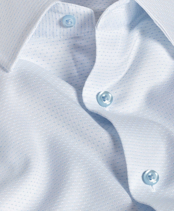 TBSP12020136 | White & Sky Micro Dobby Dress Shirt