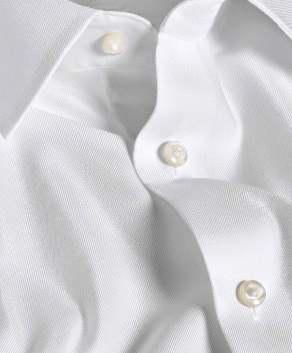 TBSP12100110 | White Twill Silk Blend Dress Shirt