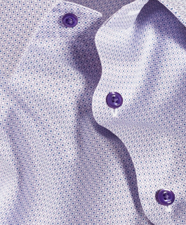 TBSP12202133 | White & Lilac Geometric Print Dress Shirt