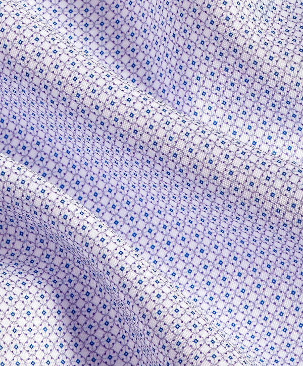 TBSP12202133 | White & Lilac Geometric Print Dress Shirt