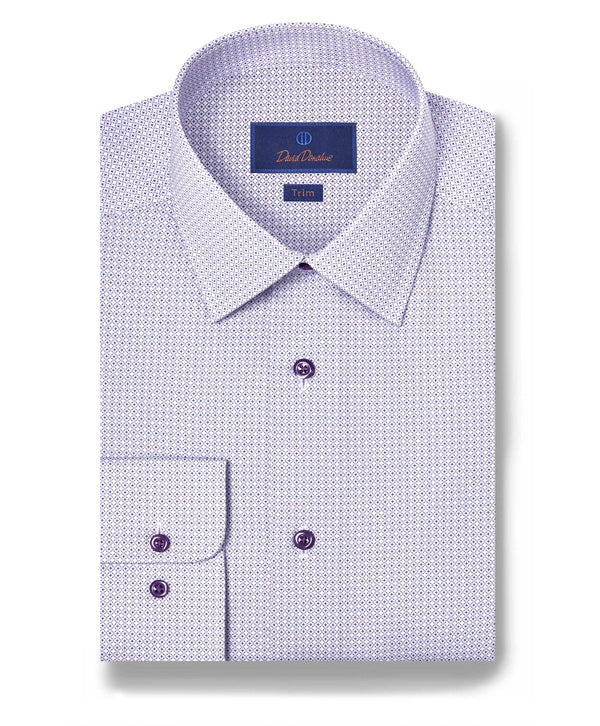 TBSP12202133 | White & Lilac Geometric Print Dress Shirt