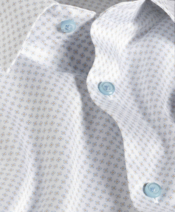 TBSP12206124 | White & Dune Neat Print Dress Shirt
