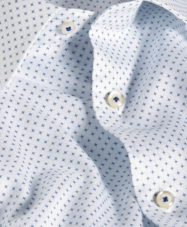 TBSP12207155 | White & Navy Neat Print Dress Shirt