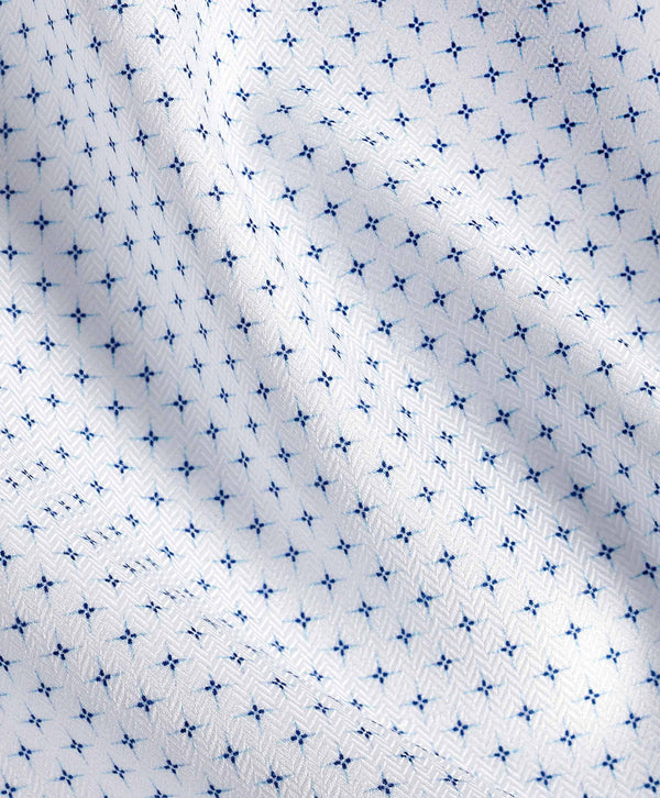 TBSP12207155 | White & Navy Neat Print Dress Shirt