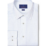 TBSP12207155 | White & Navy Neat Print Dress Shirt