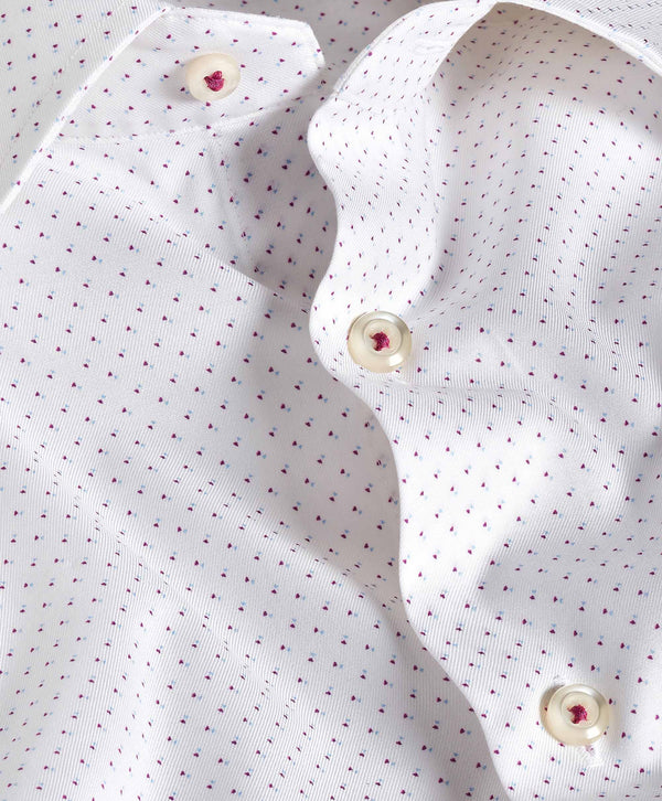 TBSP12208144 | White & Berry Geometric Print Stretch Dress Shirt