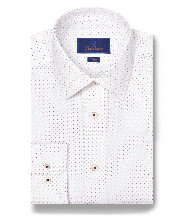 TBSP12208144 | White & Berry Geometric Print Stretch Dress Shirt