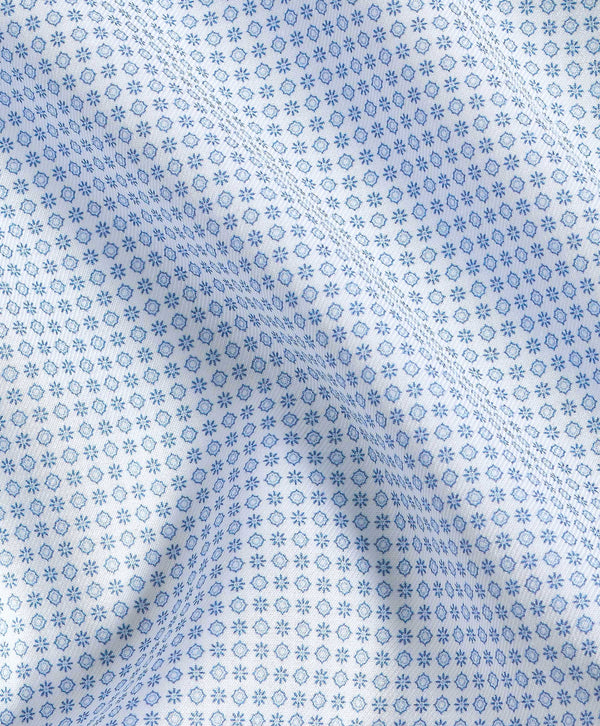 TBSP12237135 | White & Blue Neat Print Stretch Dress Shirt