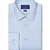 TBSP12237135 | White & Blue Neat Print Stretch Dress Shirt