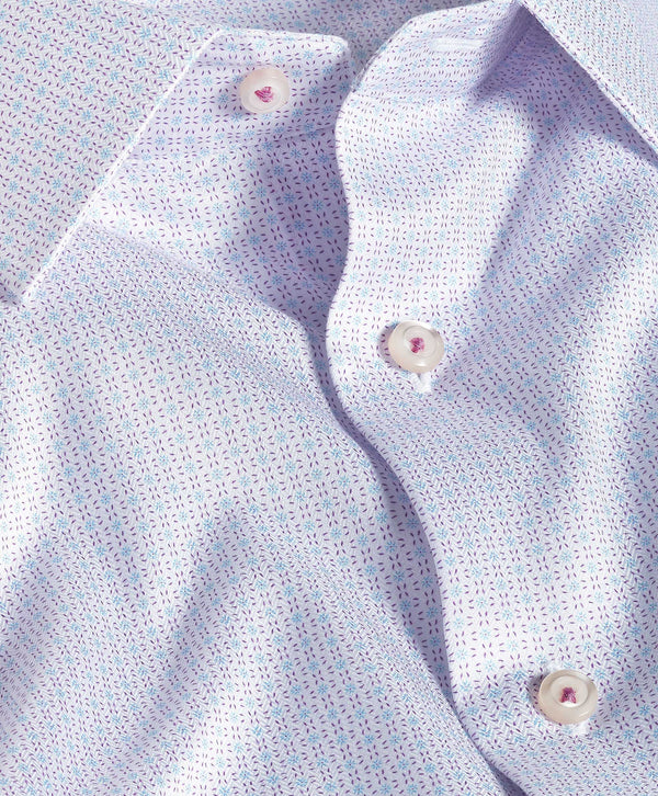 TBSP12240144 | White & Berry Geometric Print Dress Shirt