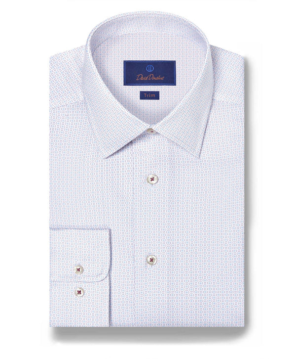 TBSP12240144 | White & Berry Geometric Print Dress Shirt