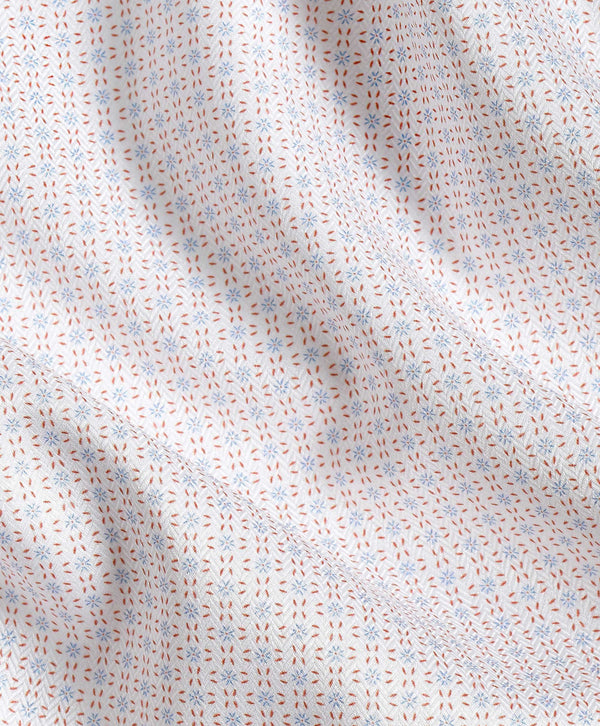 TBSP12240182 | White & Orange Geometric Print Dress Shirt