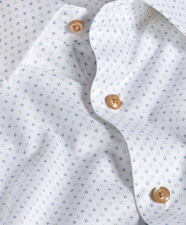 TBSP12244124 | White & Dune Neat Print Dress Shirt