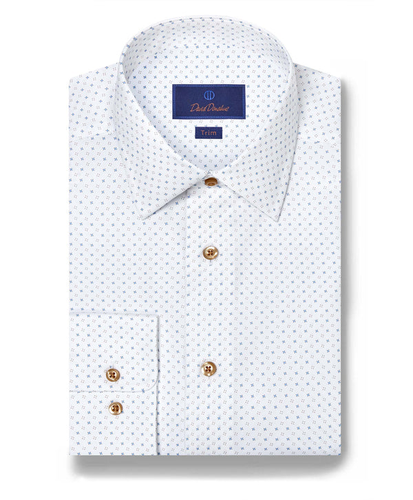 TBSP12244124 | White & Dune Neat Print Dress Shirt