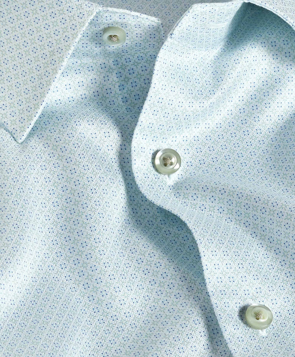 TBSP12601129 | White & Pistachio Geometric Print Dress Shirt
