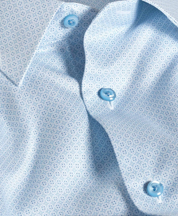 TBSP12601136 | White & Sky Geometric Print Dress Shirt