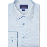 TBSP12601136 | White & Sky Geometric Print Dress Shirt