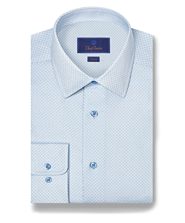 TBSP12601136 | White & Sky Geometric Print Dress Shirt