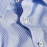 TBSP12803135 | White & Blue Poplin Micro Check Dress Shirt