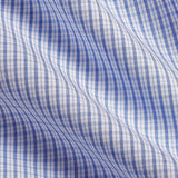 TBSP12803135 | White & Blue Poplin Micro Check Dress Shirt