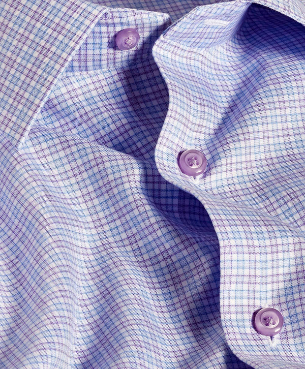TBSP12804485 | Blue & Purple Twill Check Dress Shirt