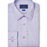 TBSP12804485 | Blue & Purple Twill Check Dress Shirt
