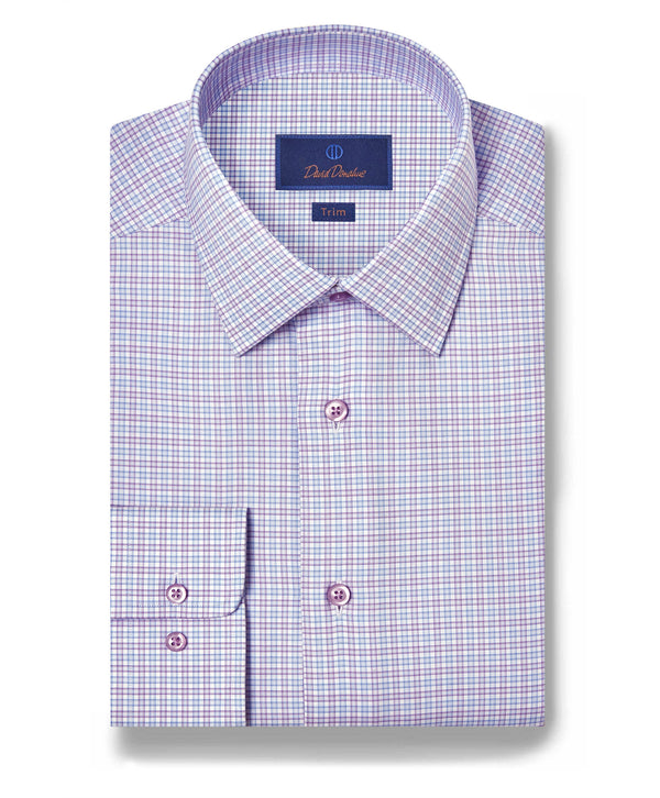 TBSP12804485 | Blue & Purple Twill Check Dress Shirt