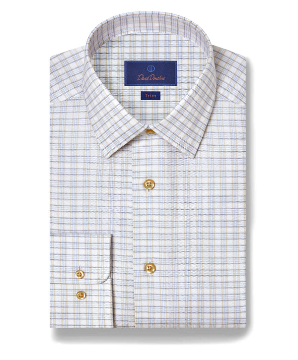 TBSP12805124 | White & Dune Dobby Check Dress Shirt