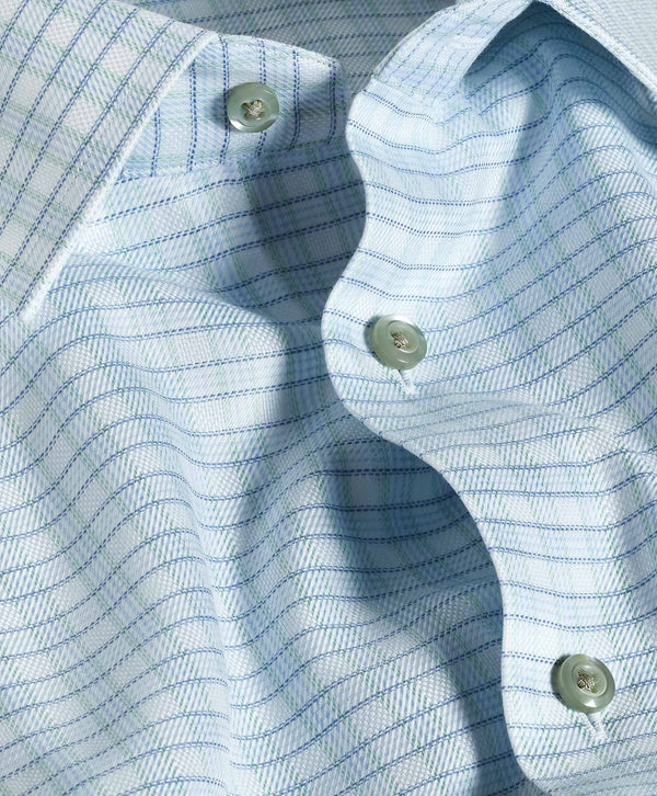 TBSP12805129 | White & Pistachio Dobby Check Dress Shirt